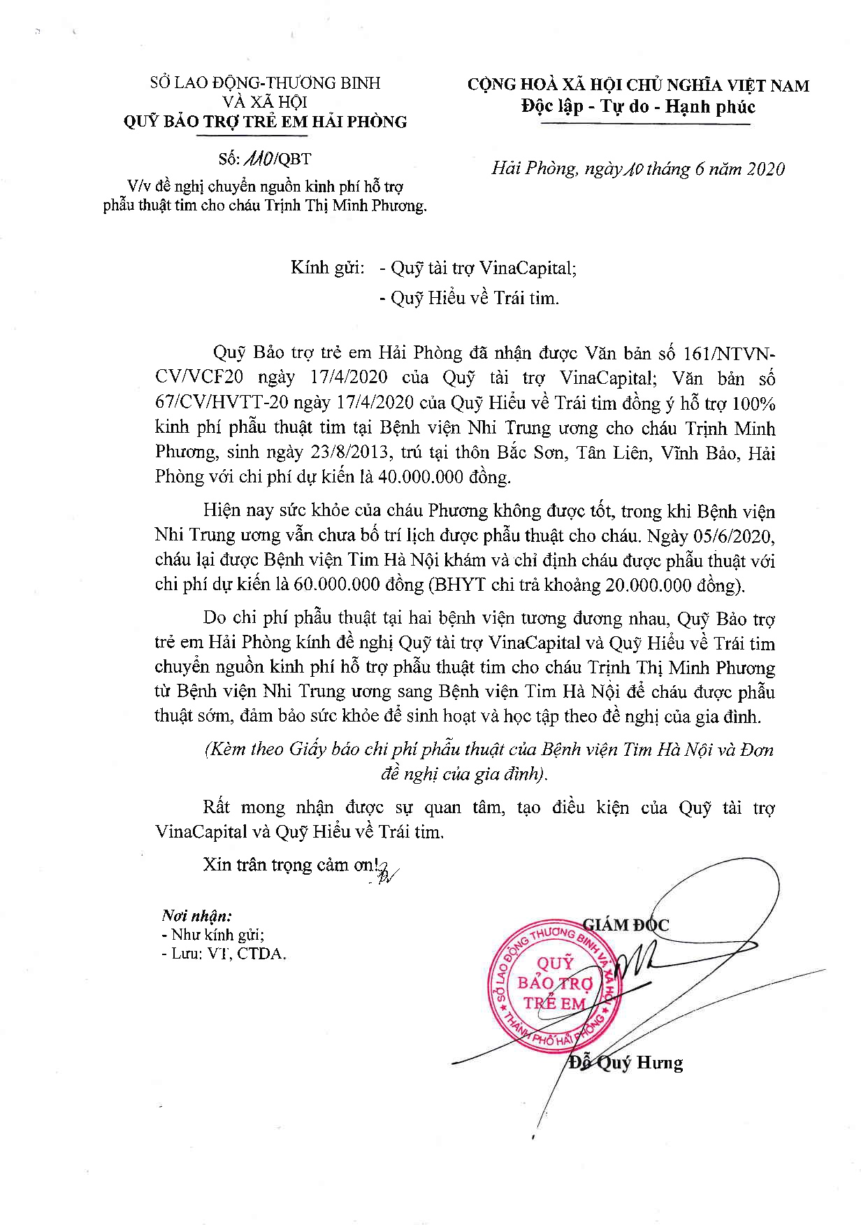 CV - Quỹ BT Trẻ em Hải Phòng.