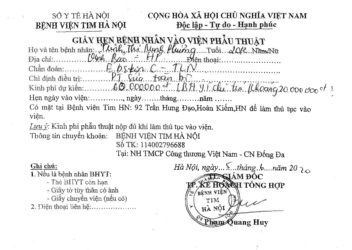 Giấy báo chi phí mới.